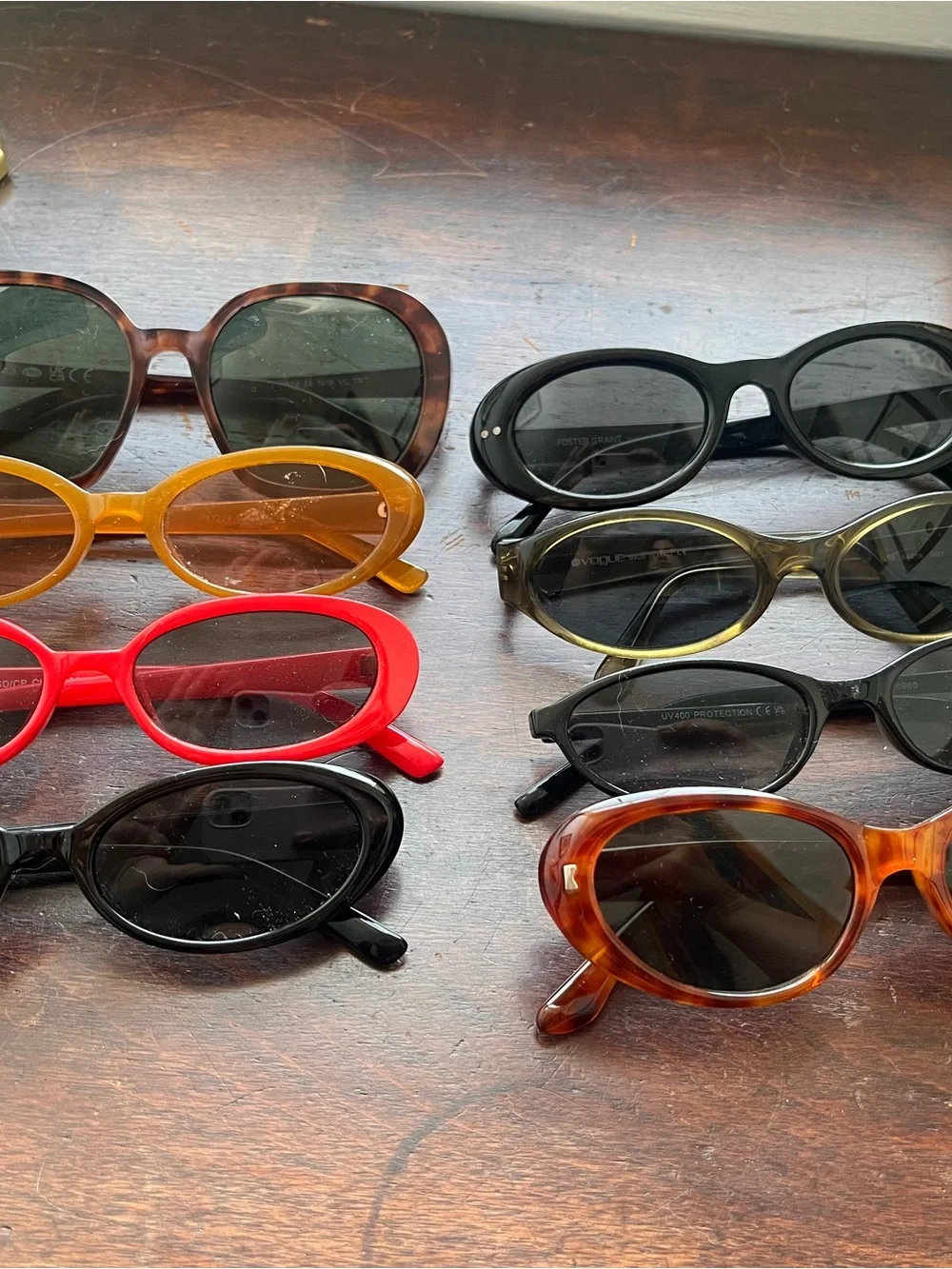 Vintage Sunglasses Lot — Red, Yellow, Black, Brown, Tortoiseshell